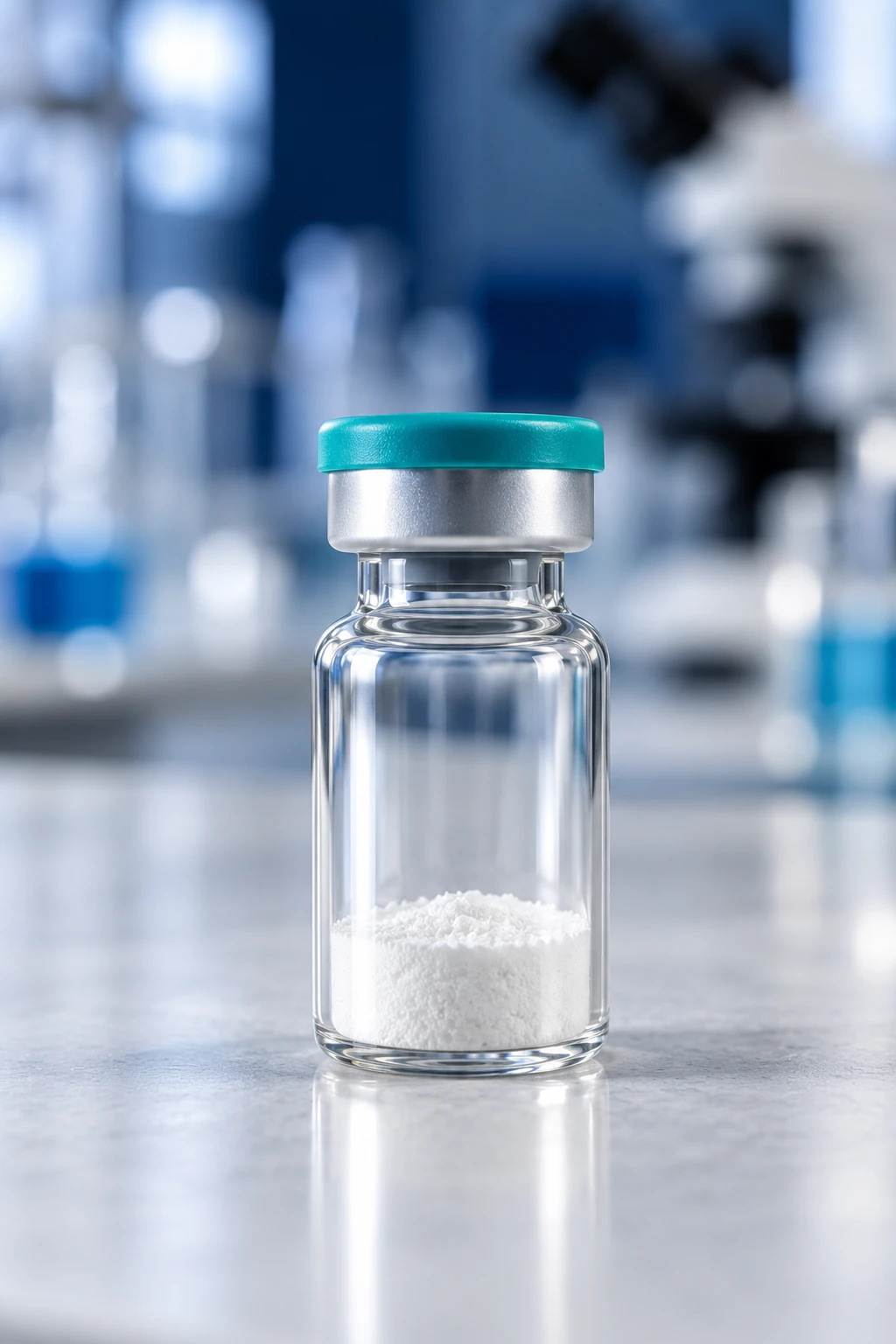 Unbranded teal-capped vial