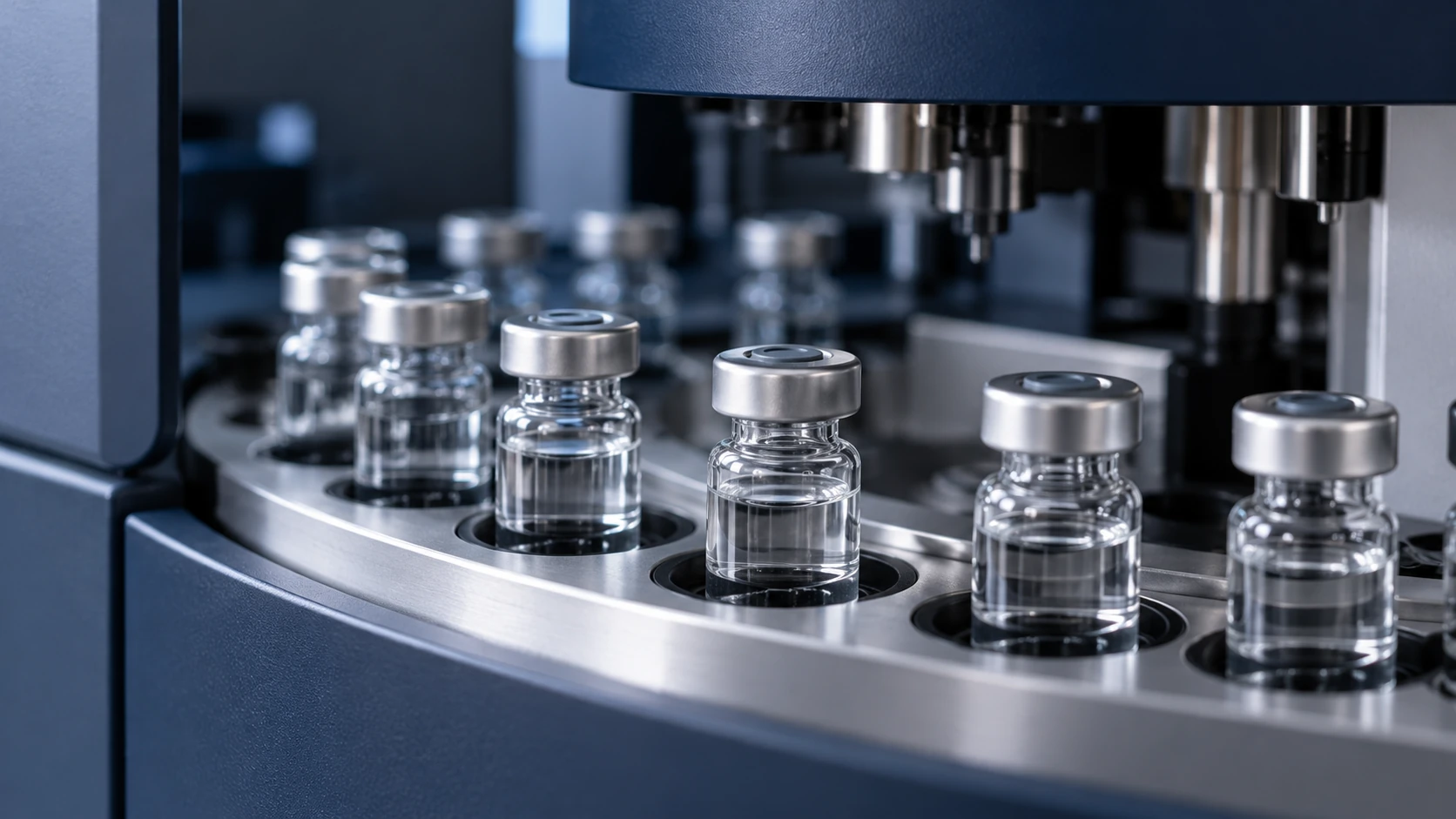 Sample vials in an analytical autosampler tray