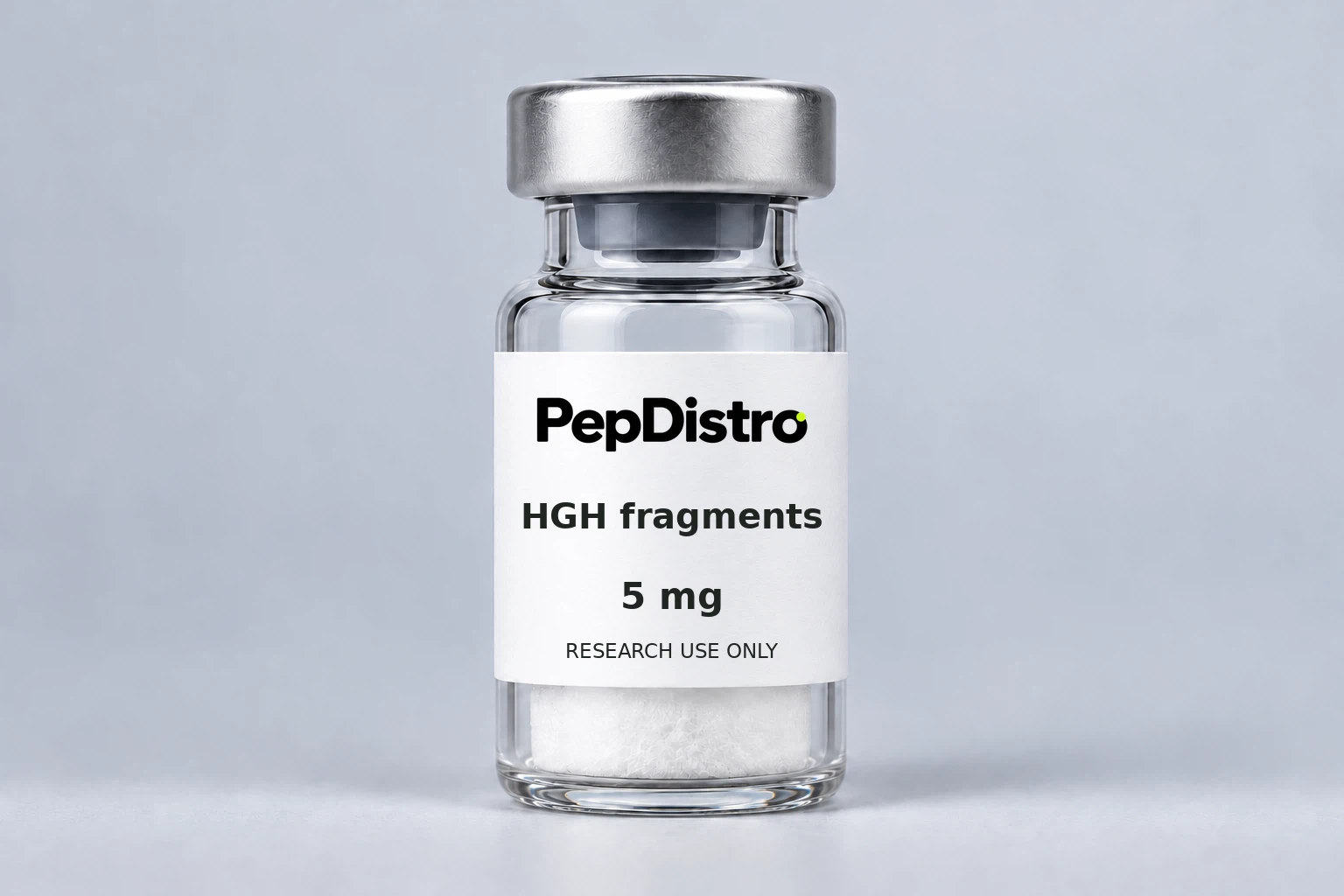 PepDistro HGH fragments 5 mg research-use-only vial mockup